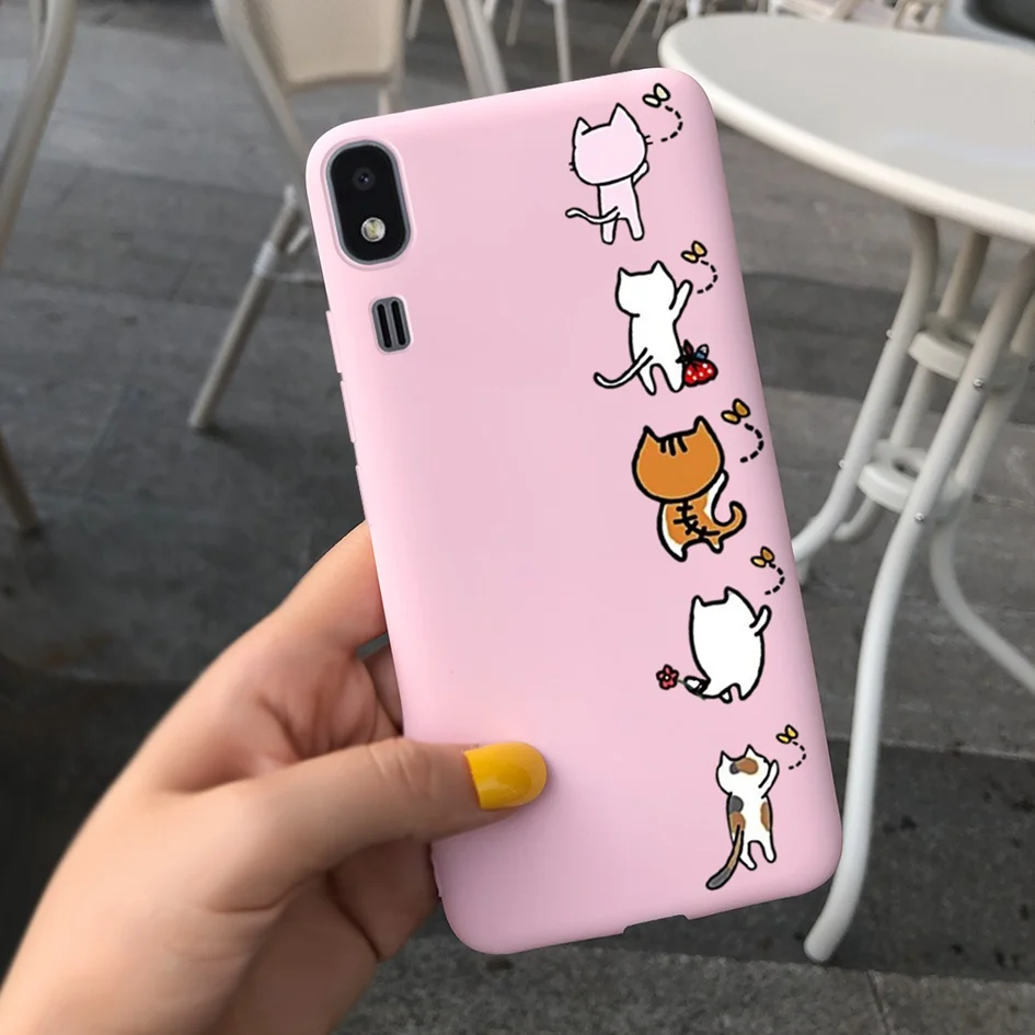 Shockproof Silicon Soft TPU Back Cover with Cartoon Cat Design - Phone Case