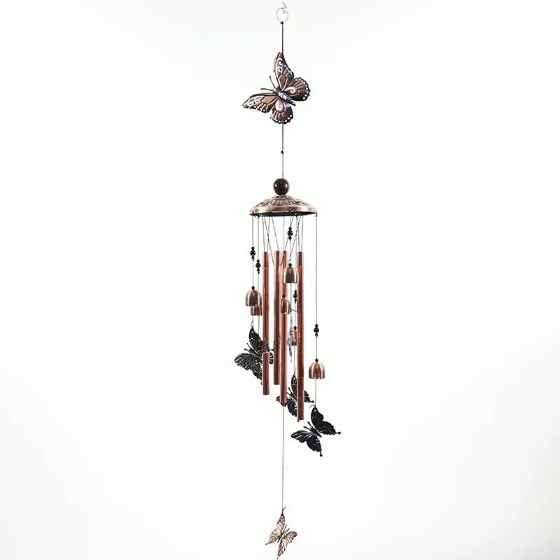 Retro Metal Red Bronze Wind Chime Hanging Ornaments Garden Courtyard Bell Wind Chimes Decorative Animal Hanging Accessories