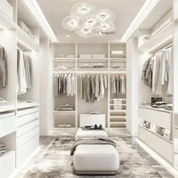 خزانة غرفة نوم خشبية فاخرة حديثة على شكل حرف U |   نظام المشي في الخزانة |   الشركة المصنعة لخزانة الملابس المخصصة 5