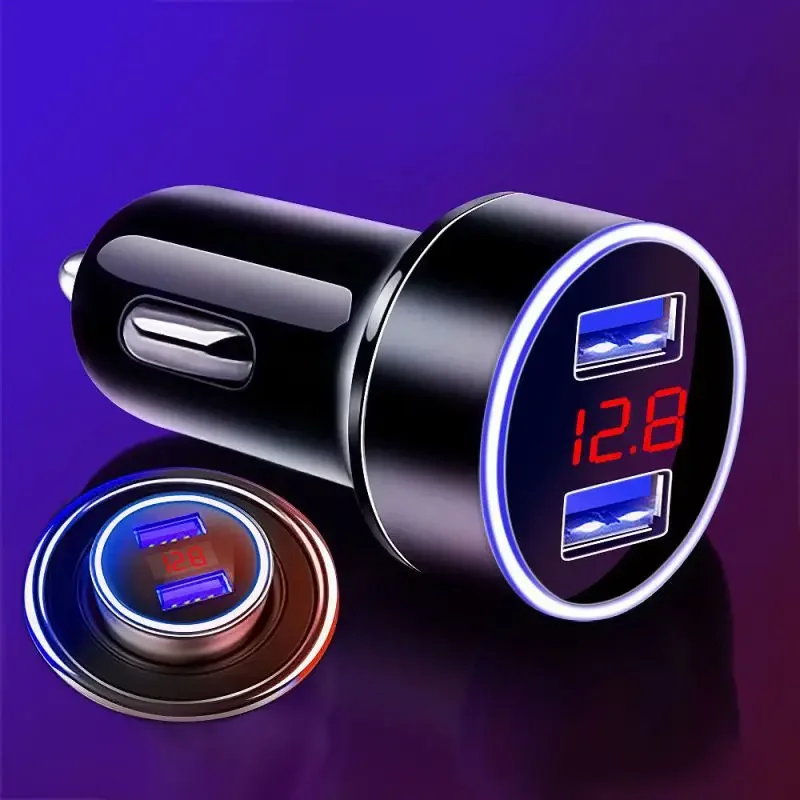 Car Charger 2 Ports Fast Charging Foriphone 15 11 xiaomi 10 Samsung Huawei Universal Aluminum Dual USB Car-charger Adapter