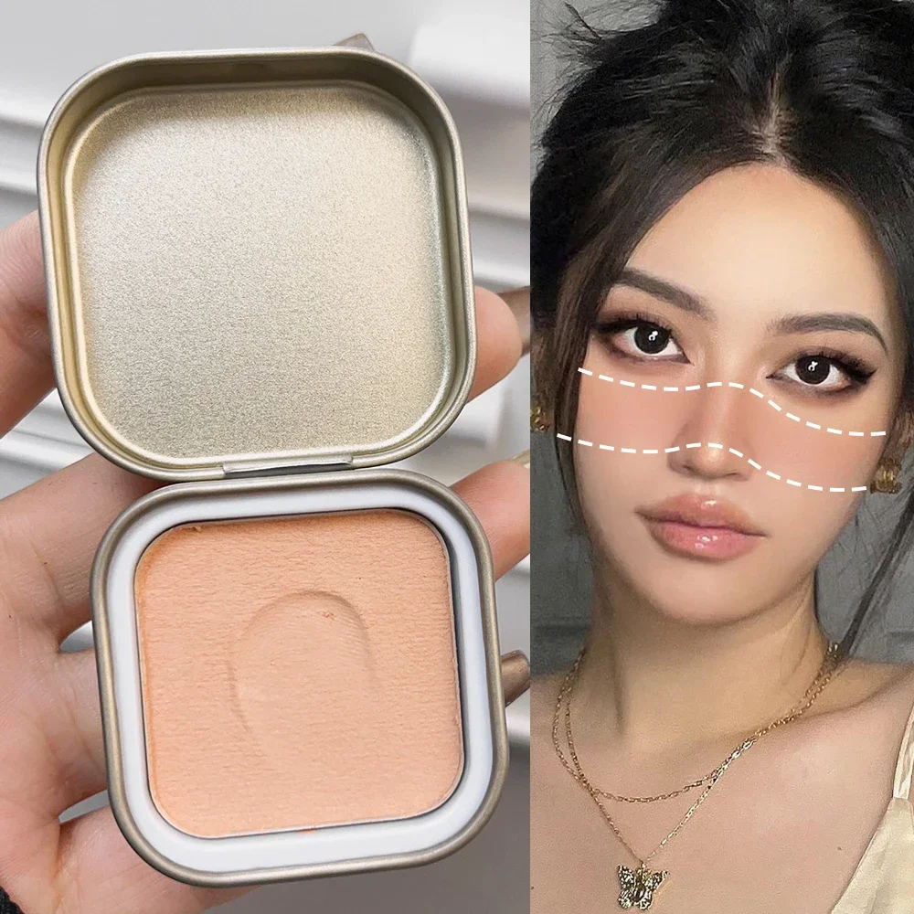Monochrome Mousse Blush Palette Long-lasting Tin Box Blush Mud Cream Cheek Matte Peach Rouge Contour Tint Korean Girls Makeup 3