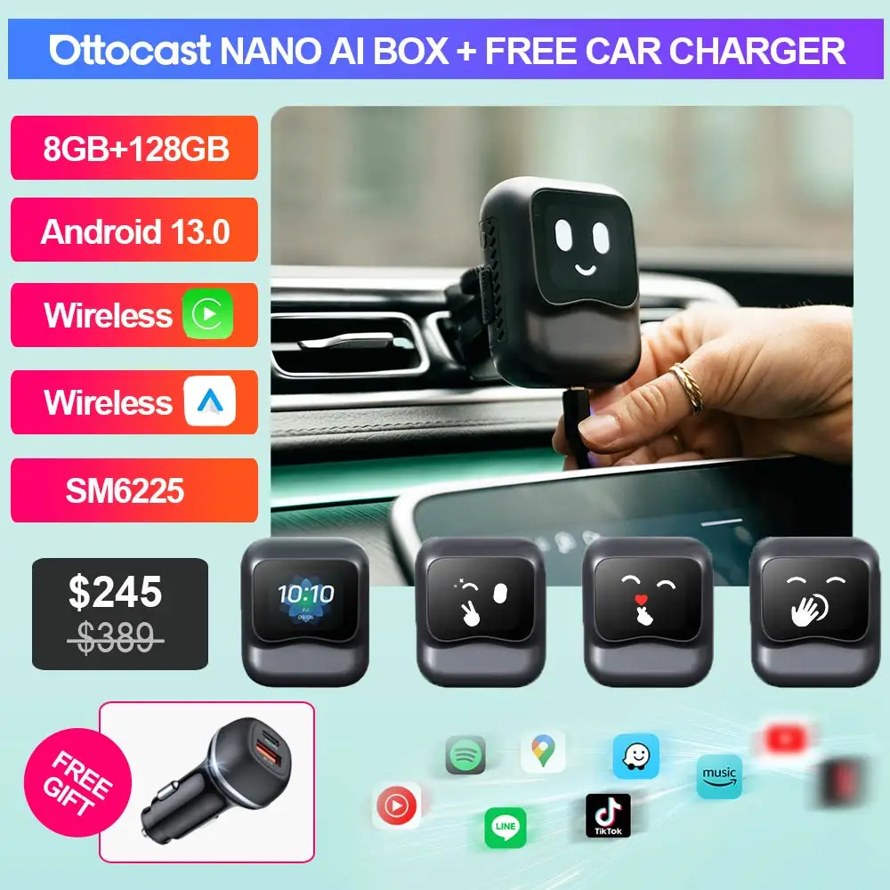 ottocast ANDROID AI aDAPTER リモコン Ottocast Nano Wireless CarPlay Android Auto Adapter Octa