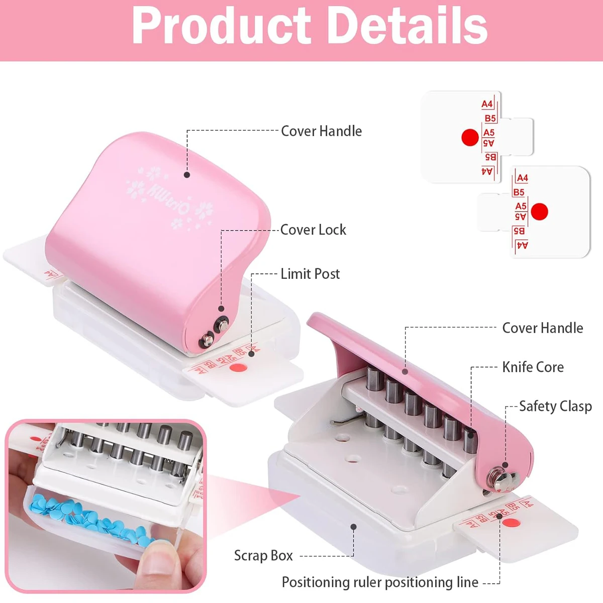 6-hole loose-leaf punch, compatible with A4/B5/A5 paper, portable binding machine, suitable for office document binding. - 2