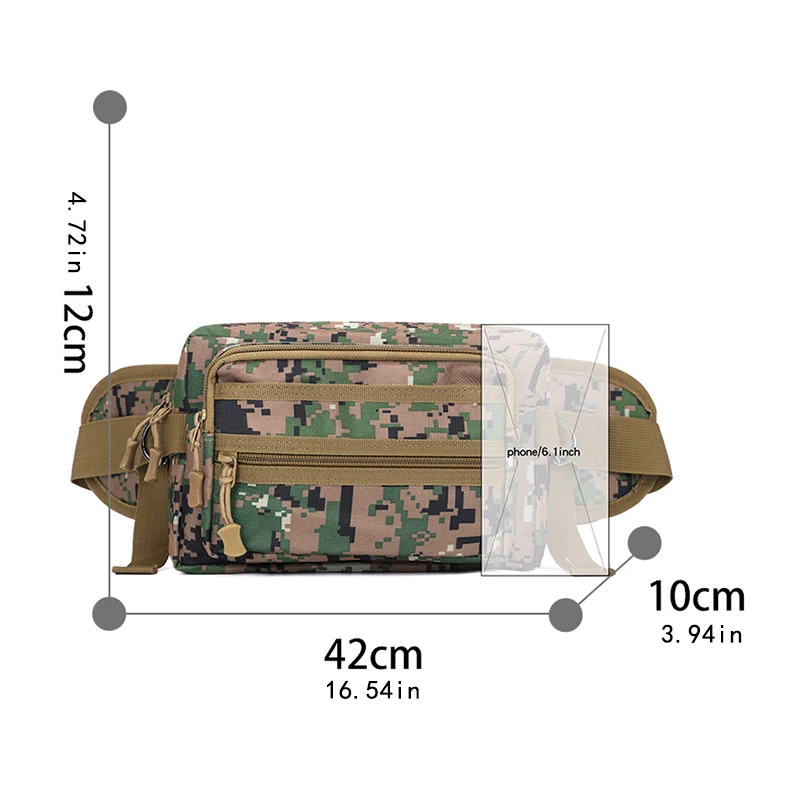 Men's tactical waist bag - adjustable waist hip multi compartment belt bag, outdoor adventure, safety storage bag, hiking equipm