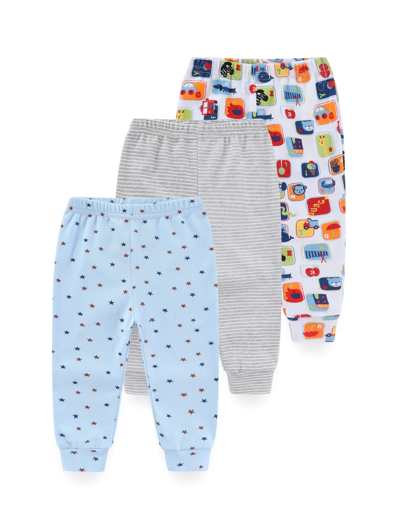 Baby Trousers Cotton Pants Kiddiezoom Cartoon Baby Pants 3-Pack Boy Girl Long Trousers 0-24M Cotton Soft Infant Clothes