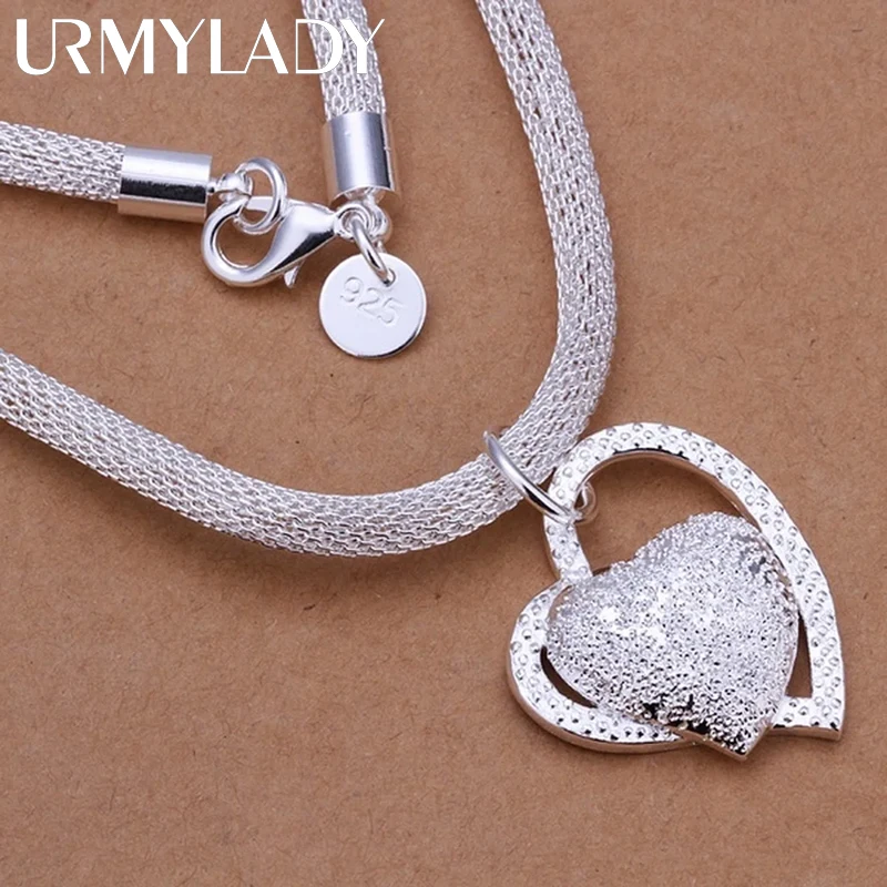 

925 Sterling Silver Necklace Gorgeous Charm Fashion Heart Wedding Lady Love for Women Noble Luxury 18 Inches 45cm Jewelry