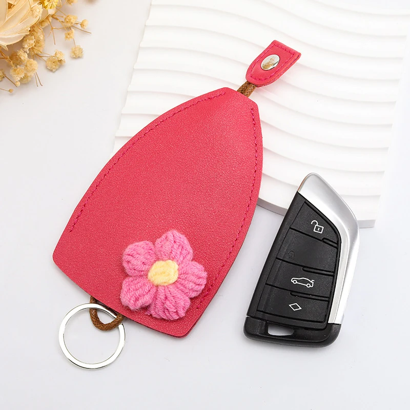 Funda creativa extraíble para llaves, Protector bonito para llavero de coche con gancho para soporte, Funda de cuero de gran capacidad, bolsas para llavero