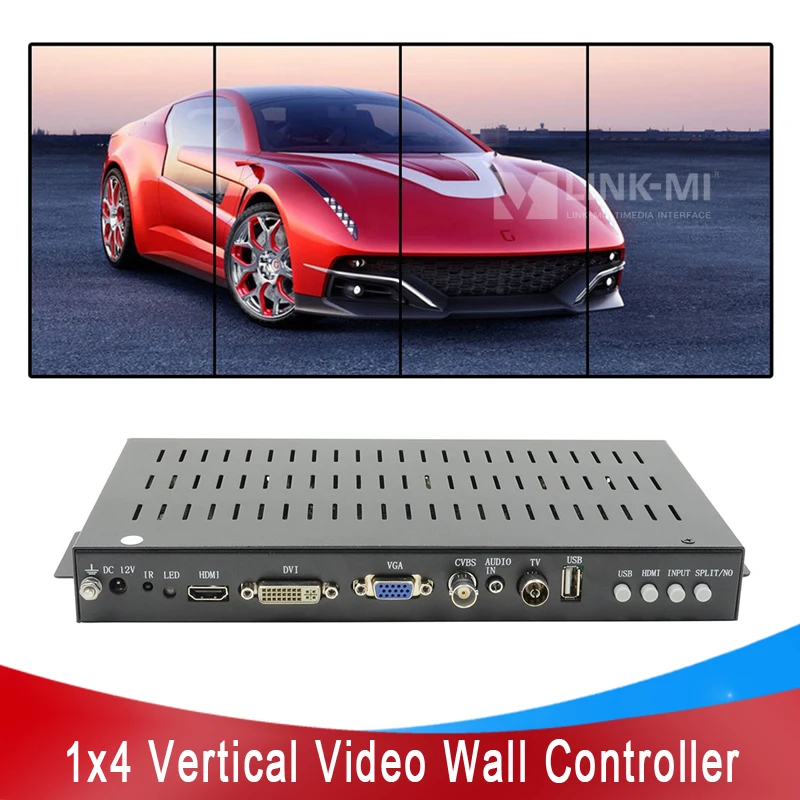 LINK-MI Vertical Video Wall Controller 2x2 1x4 1X2 1X3 90 180 Degree Rotation Vertical Screen HDMI VGA AV USB Inputs