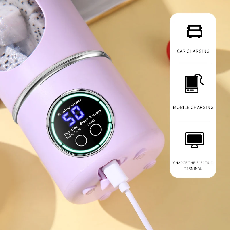 USB Rechargeable Portable Juicer for Juicer Kitchen Helper, Mini Ice Crusher， Portable Mug, Single Cup with Dual Lids 5
