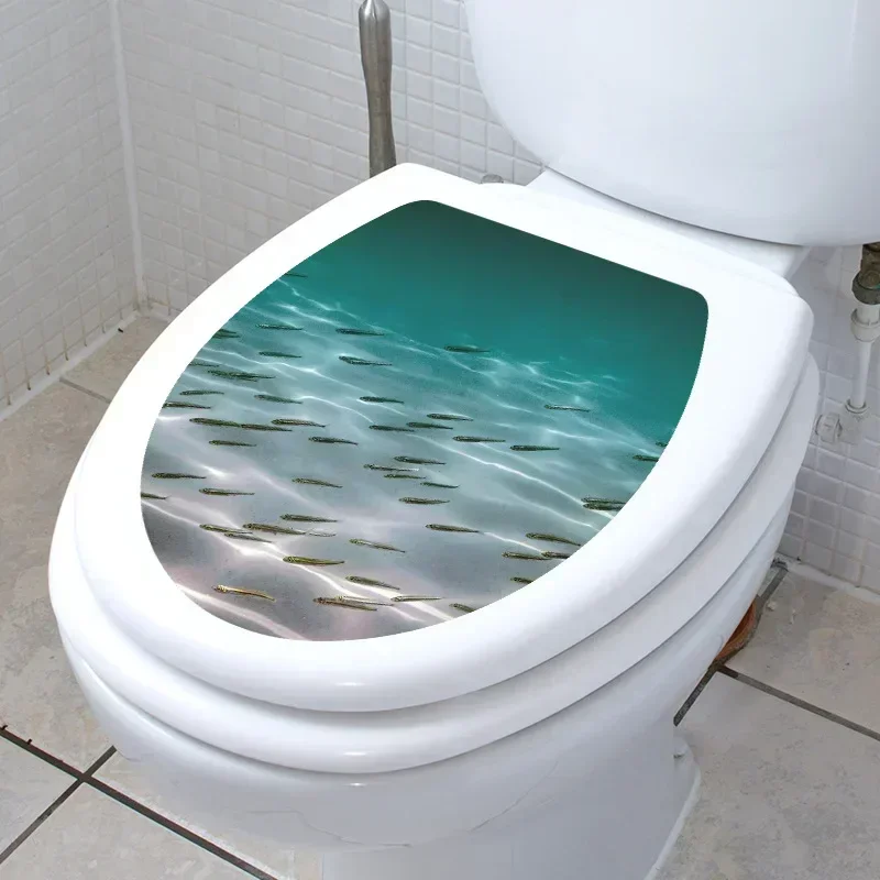 Undersea Animal Pattern Wall Sticker Bathroom Toilet Sticker Wc Self Adhesive Mural Beautify Sealife Home Decoration Decals