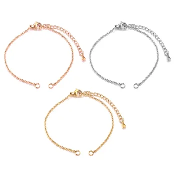 5 pz/lotto In Acciaio Inox Larghezza 1.5mm Catena Cuba Regolabile per la Produzione di Gioielli FAI DA TE Connettore Pendenti di Fascino Bracciali Cavigliera 1