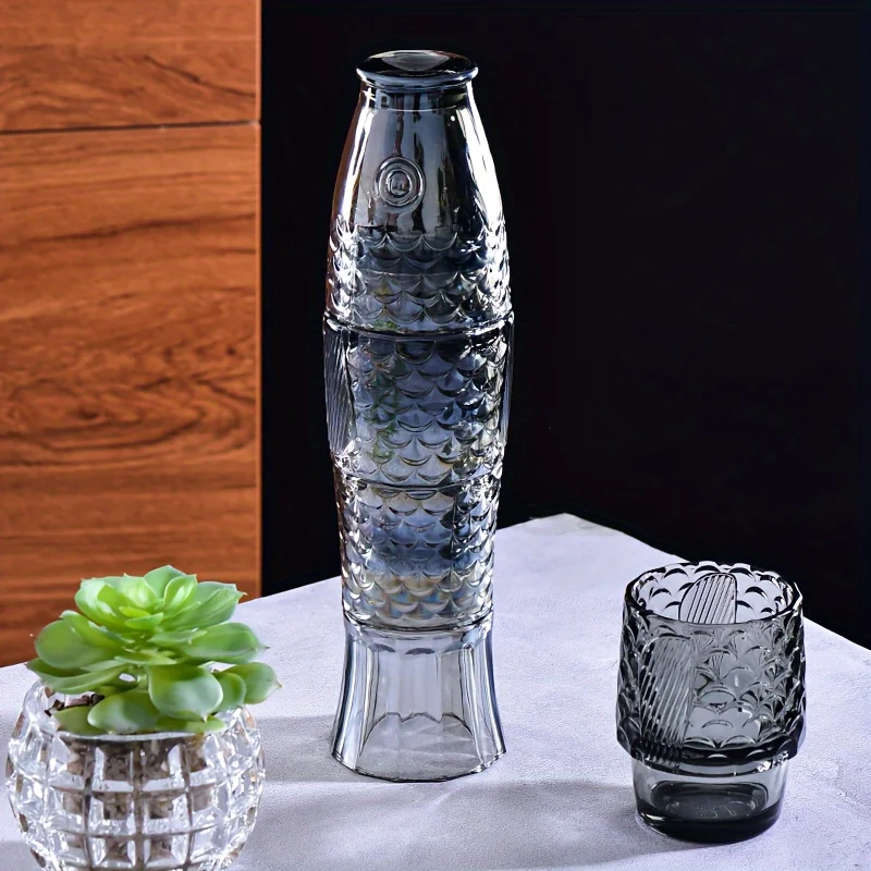 4 Piece Stylish Koi Fish Shaped Drinking Design Stackable Glass Water Cups Set