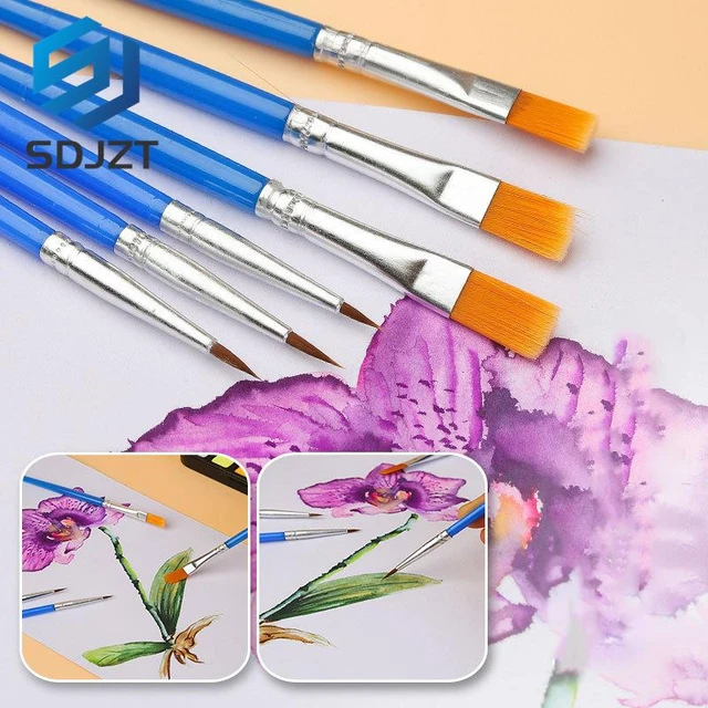 10pcs Thin Hook Line Pen Flat Round Pointed Paint Brushes Nylon Hair Brush  Painting Pen Craft