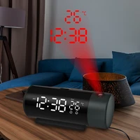 Digital Dual Alarm Clock LED Projector Thermometer Desk Bedroom Bedside 180° Rotation Projection Snooze Clocks USB Phone Charge 1