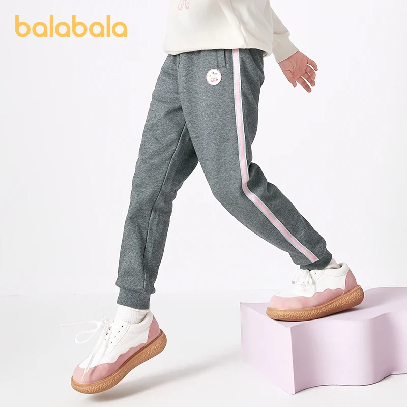 

Balabala Toddler 2023 Girl Pants Autumn Winter Trousers Fleece Warm Casual Pants Sweet Playful