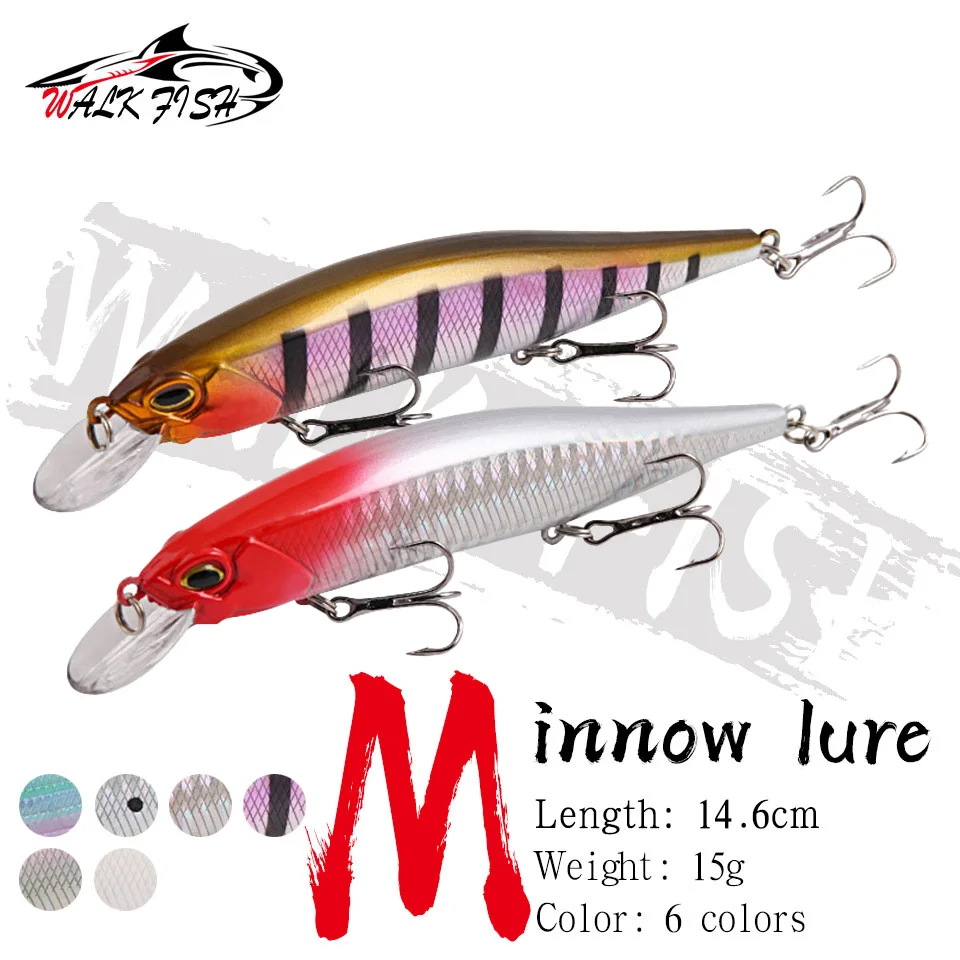 Walk Fish Minnow Fishing Lure 146Mm 15G Artificial 3D Eyes Hard Bait Trolling Wobbler Crankbait Pike Carp Perch Tackle Pesca