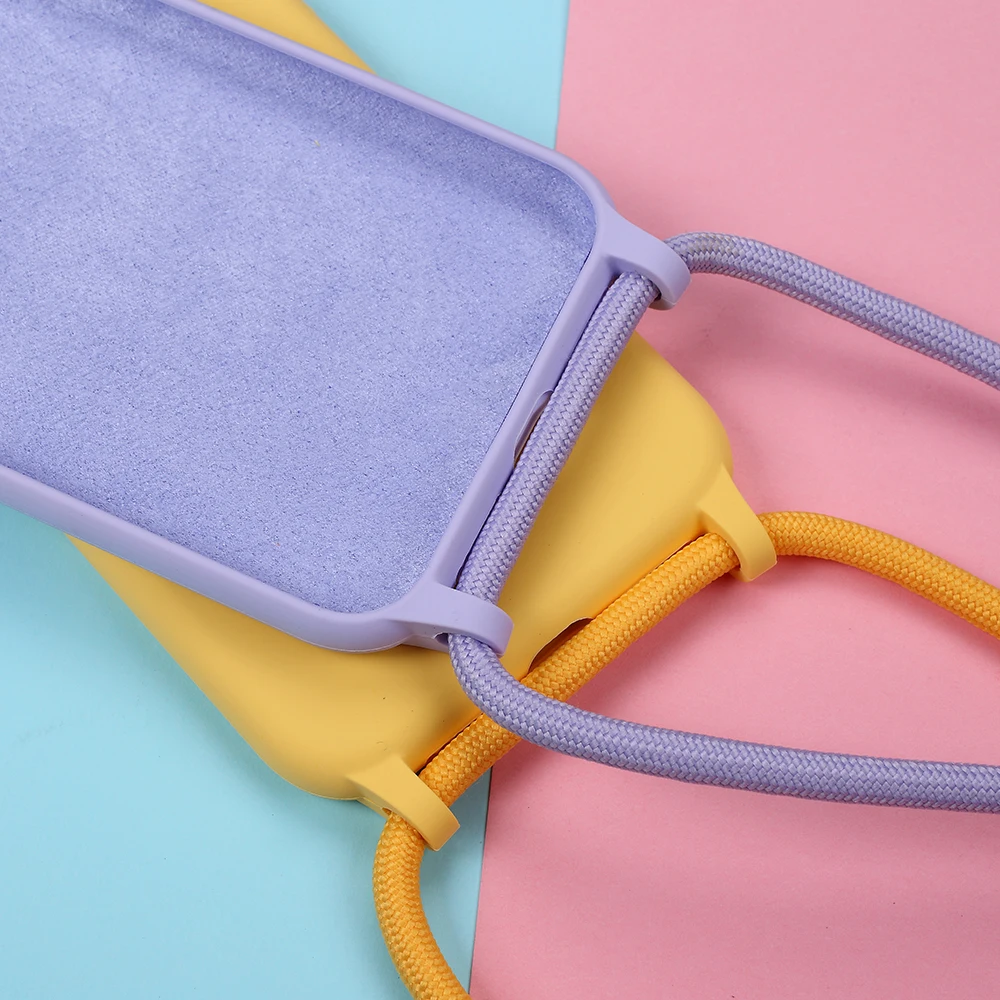 Liquid Silicone Crossbody Lanyard Case with Neck Strap - Soft Candy Cover