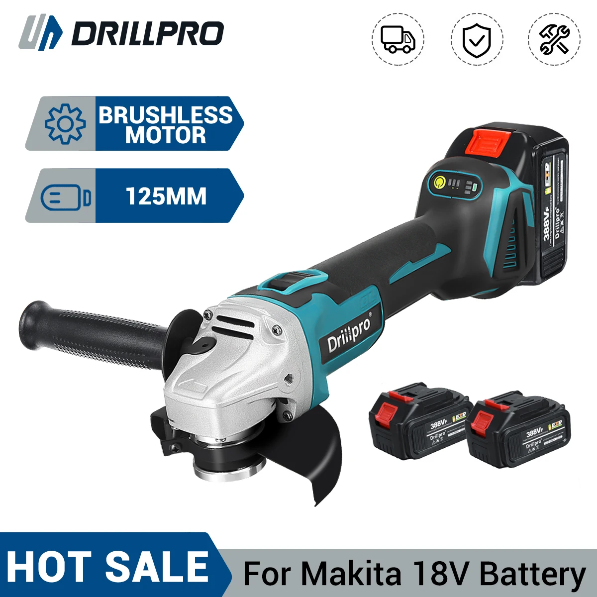Drillpro 125Mm Brushless Smerigliatrice Angolare Cordless Batteria Agli Ioni Di Litio Macchina Disco Da Taglio Per Legno Per Utensili Elettrici A Batt