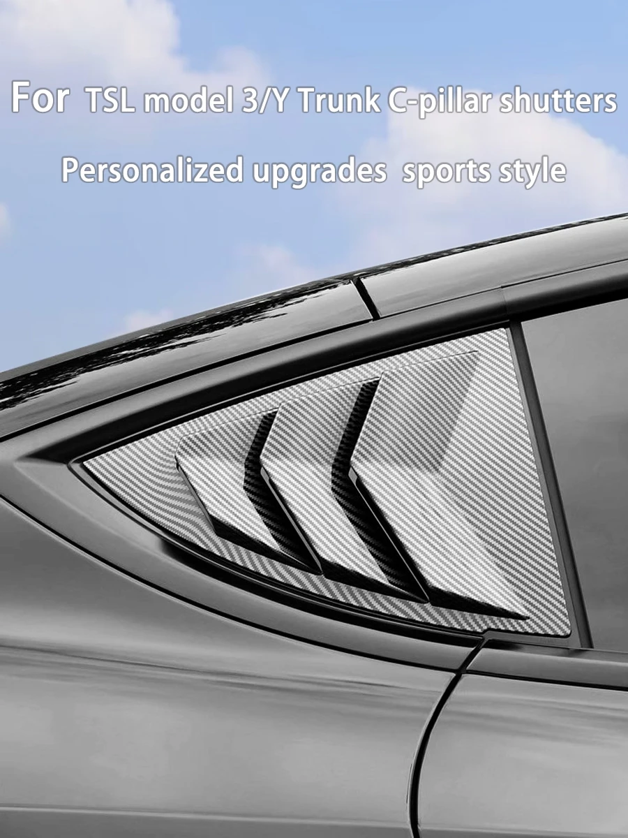 

Car trunk C-pillar modification suitable for Teslamodel Y/3 exterior modification front fender Paste Imitation carbonfiber color