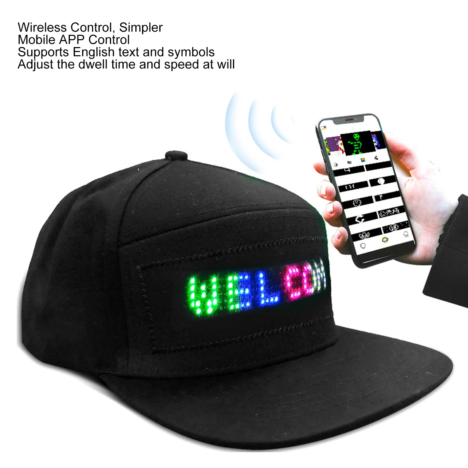 LED Programmable Bluetooth APP Control Editable Colorful Hat for Outdoor Concert Carnival Smart Hat smart hat