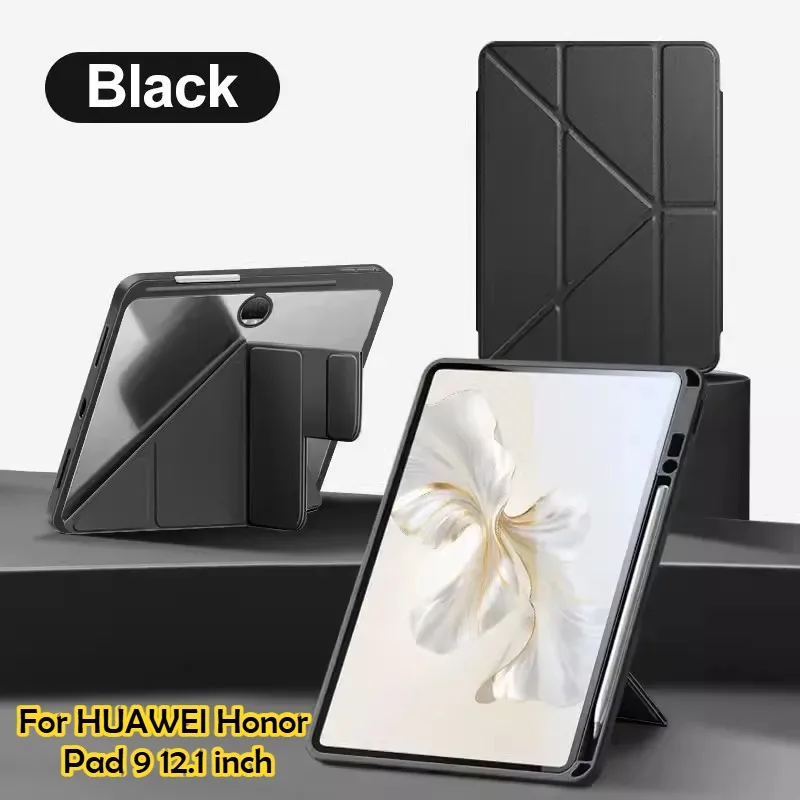 Clear Hard Back Smart Cover with Pen Holder Case – Premium PU+PC Material