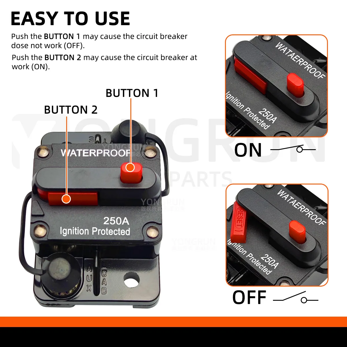 Circuit Breaker Fuse Holder Resettable Fuse Marine Fuse Block 30A to 300A circuit breaker fuse reset car stereo inline fuse holder waterproof marine circuit breaker reset 12V-48V DC