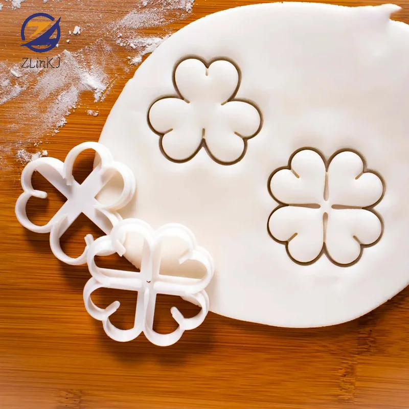 St. Patrick's Day Shamrock Four Leaf Clover DIY 3D Cookie Cutter Fondant Molds Baking Decoration Tool For Cake Mold Party Lucky cookie cutter baking mold cookie mould cookie printing mold fondant cutter baking decorating tools