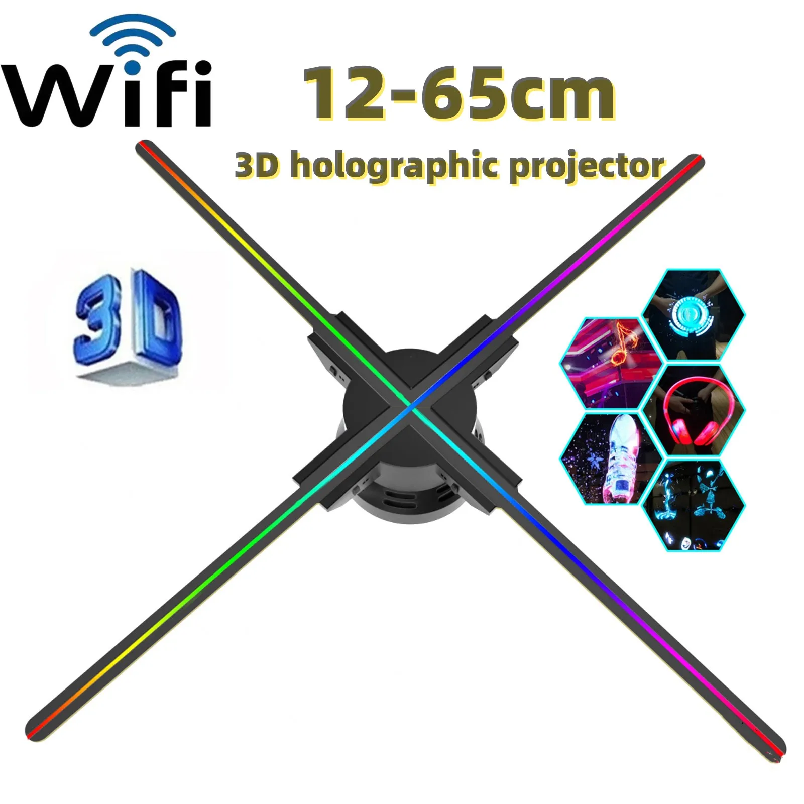 PD12-F65cm 3D Holographic Projection Wifi Led Holographic Light Player Remote Control 3D Fan Advertising Lights 3d hologram fan