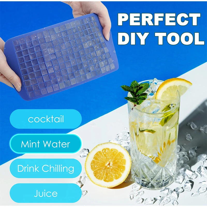 Mini Ice Cube Tray For Freezer, 160Grid Silicone Fruit Ice Cube Maker Diy Creative Small Ice Cube Mold Square Shape Kitchen Accessories,Small Ice Cube Molds Easy Release Crushed Ice Cube For Drinks - View #5