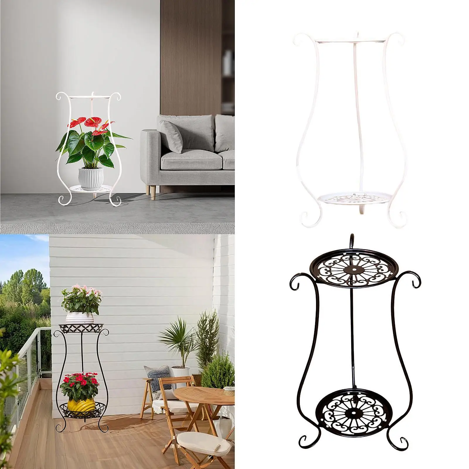2 Tier Plant Stand Indoor Plant Shelf Metal Multifunctional Flower Display Rack Flower Pot Holder for Living Room Garden Home