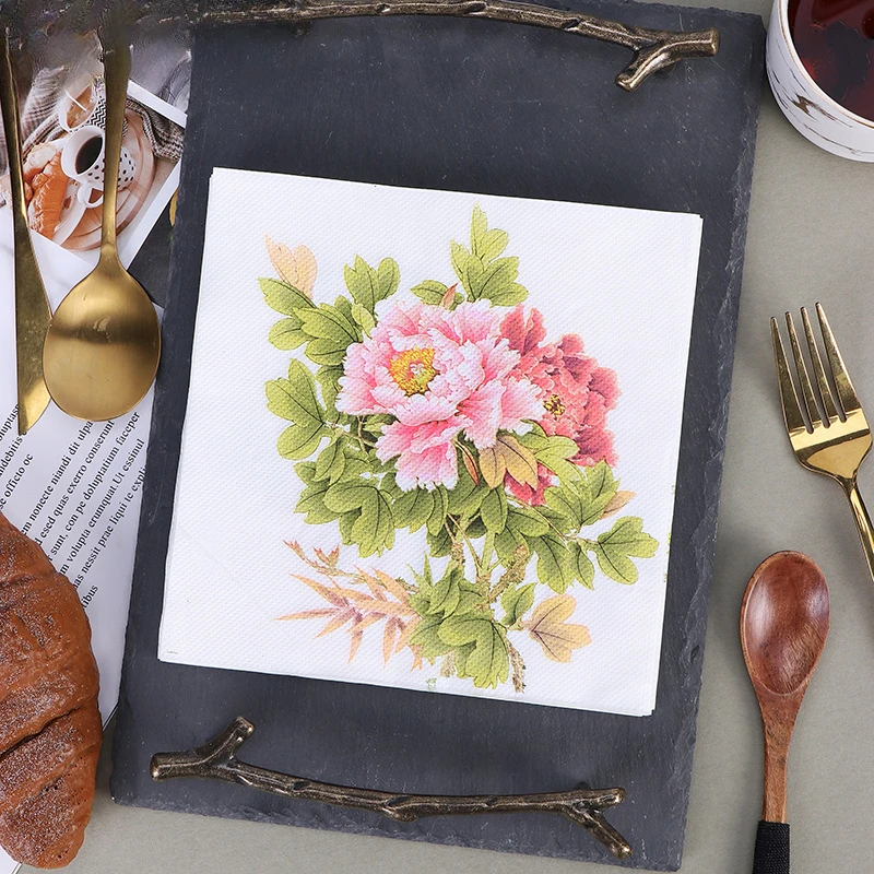 Colourful Napkins Printed Square Paper Napkins Restaurant Floral Facial Tissue Hotel Wedding Table Setting Pure Wood Pulp Paper