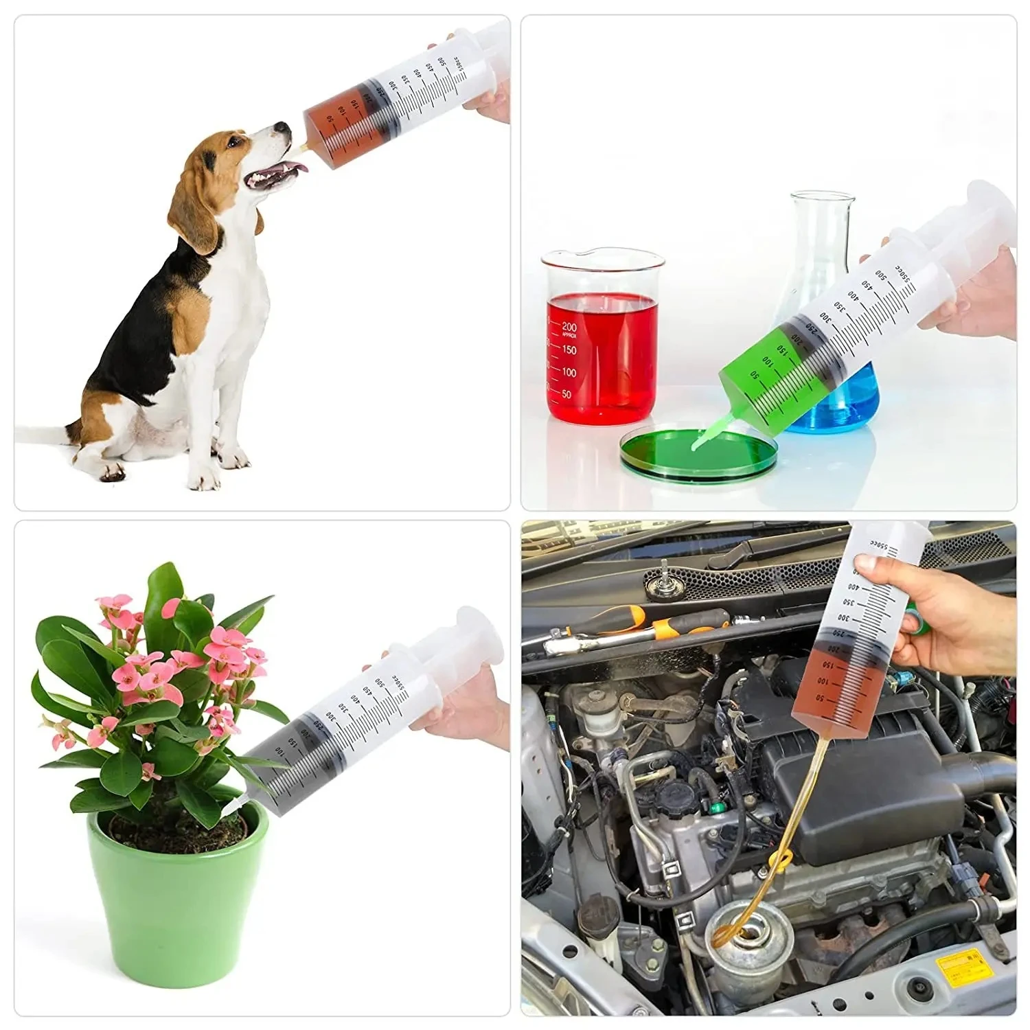 100ml-550ml Syringe Large Capacity With Multifunction 100cm Hose Pump Measuring Washable Injector For Pet Feeding Oil Glue Fluid 6