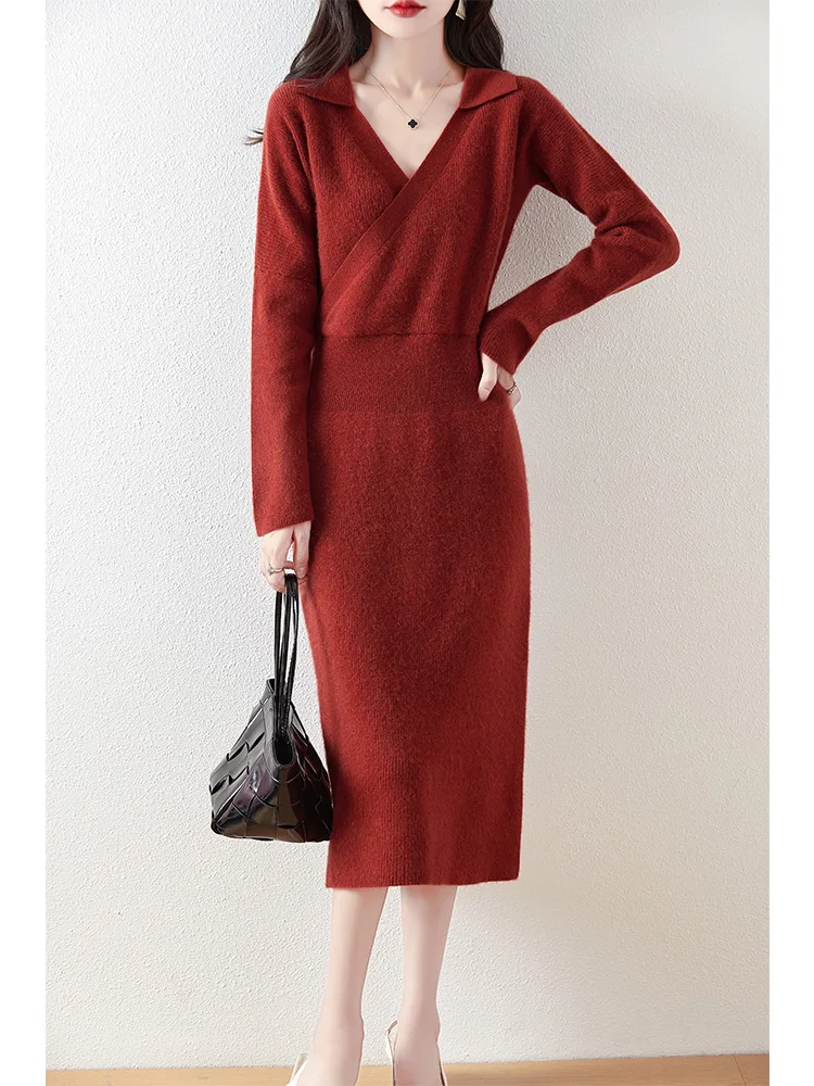 100% Merino Wool Women's Knitted Long Dress
