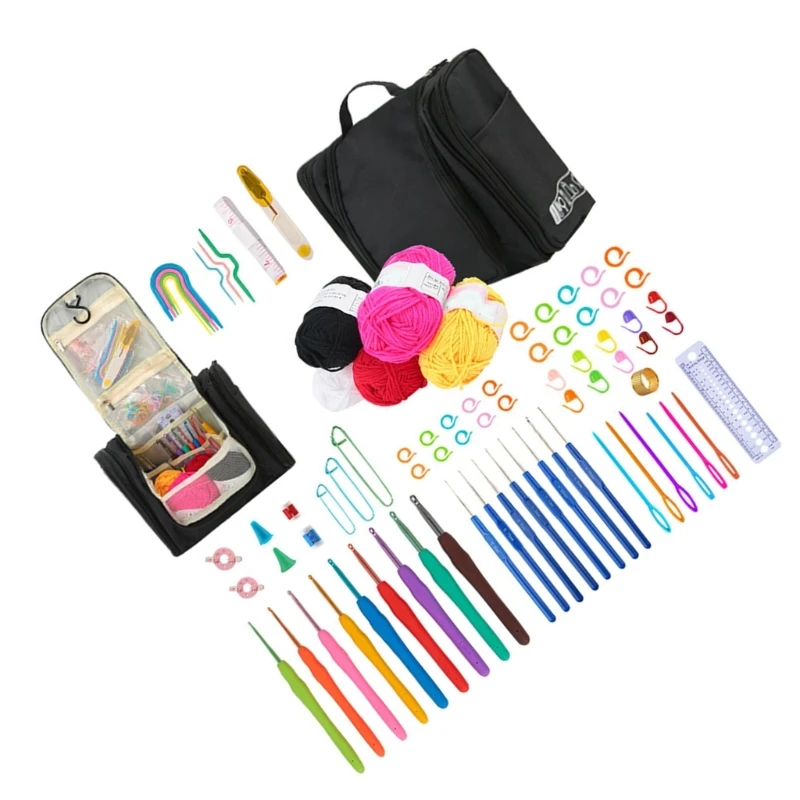 

80pcs/set Crochet Kits for Beginners Include Yarn Ergonomic Crochet Hooks Needle Crochet Starter Kits DIY Knitting Craft