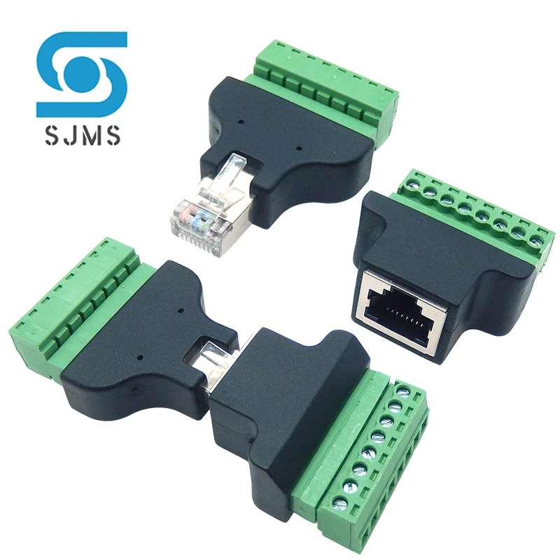 1 stücke hohe qualität rj45 zu schrauben klemmen adapter rj45 männlich weiblich zu 8 pin stecker rj45 splitter für cctv dvr cctv zubehör