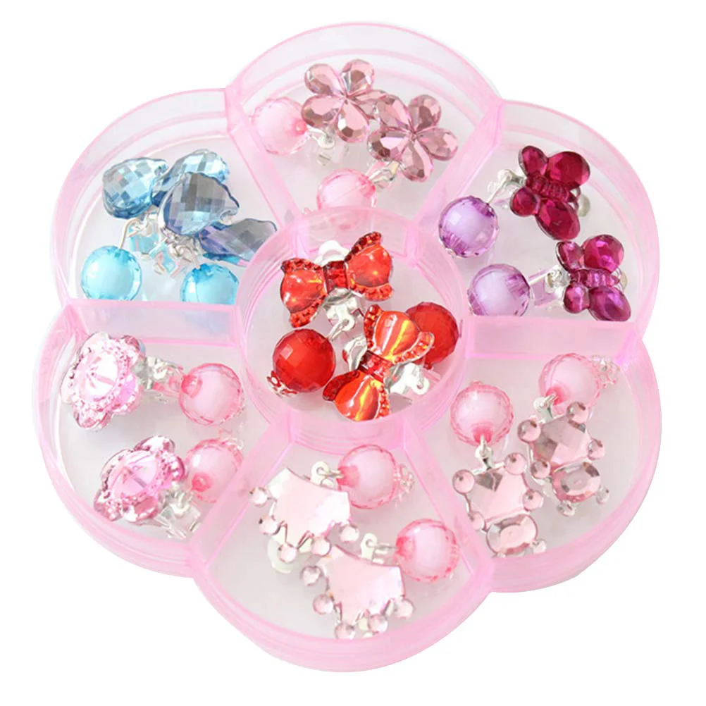 

7 Pairs Lovely Kids Clip-on Earrings Girls Play Ear Clip Decorations Party Favors (Acrylic)