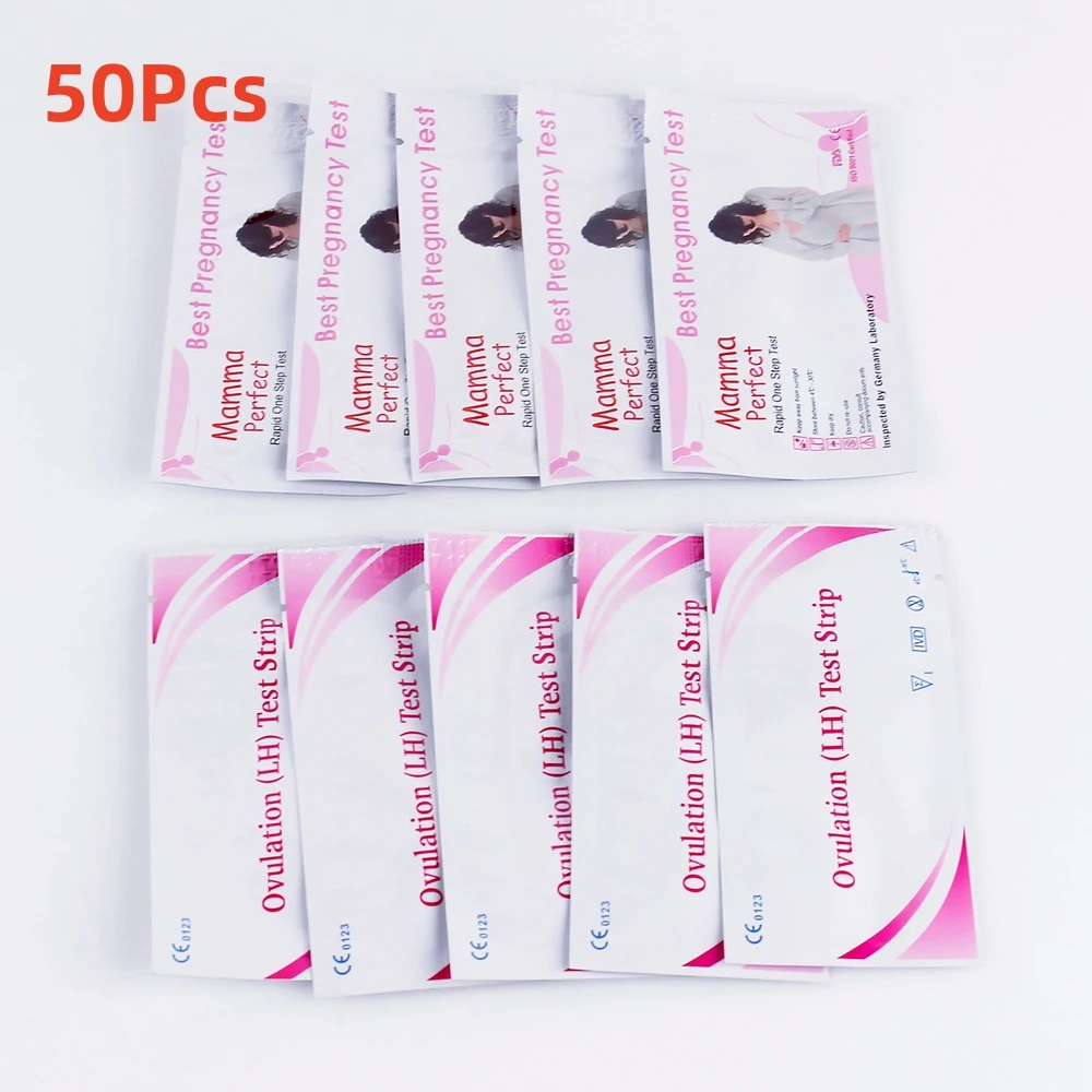 Early Pregnancy Test Strips Kits 25 LH Ovulation Test + 25 HCG Household Measure 99% Accuracy 50 Pcs