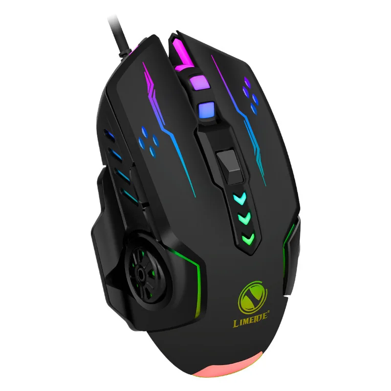 1pc V7 Mechanical Gaming Mouse with LED Lights, Wired Notebook Mouse for Laptop & Desktop Computers, Ambidextrous Plastic Design