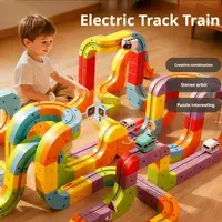 51/81/123PCS Children Magic Track Train Electric Assembled Building Blocks Magnetic Rail Car Maze Educational Toys for Kids Gift