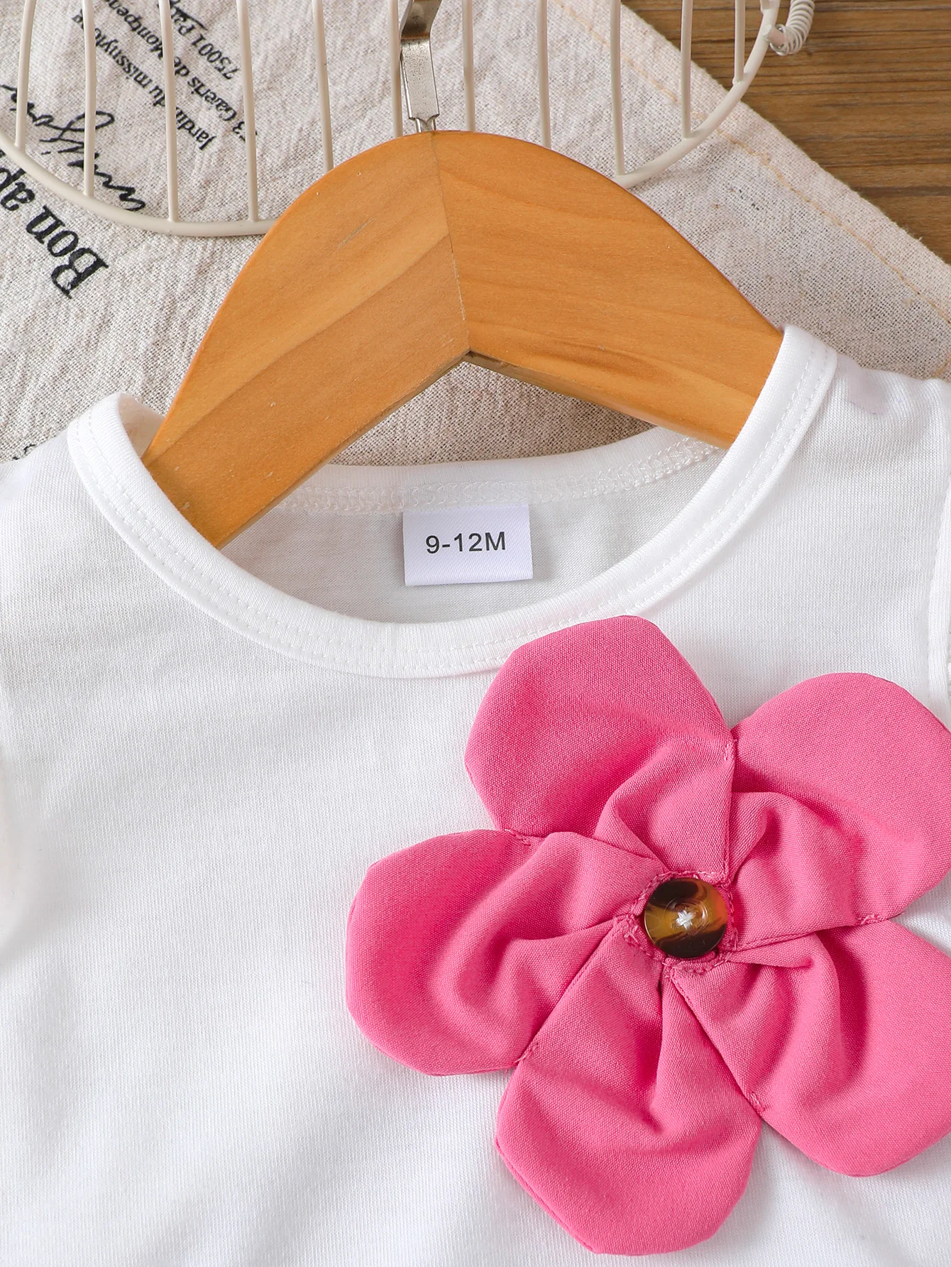Fashion Baby Girl 3D Flower Outfit Set Ruffle Sleeve Top + Elastic Waist Pink Skirt Summer Casual Wear Clothes for 0-3Y Newborn 3