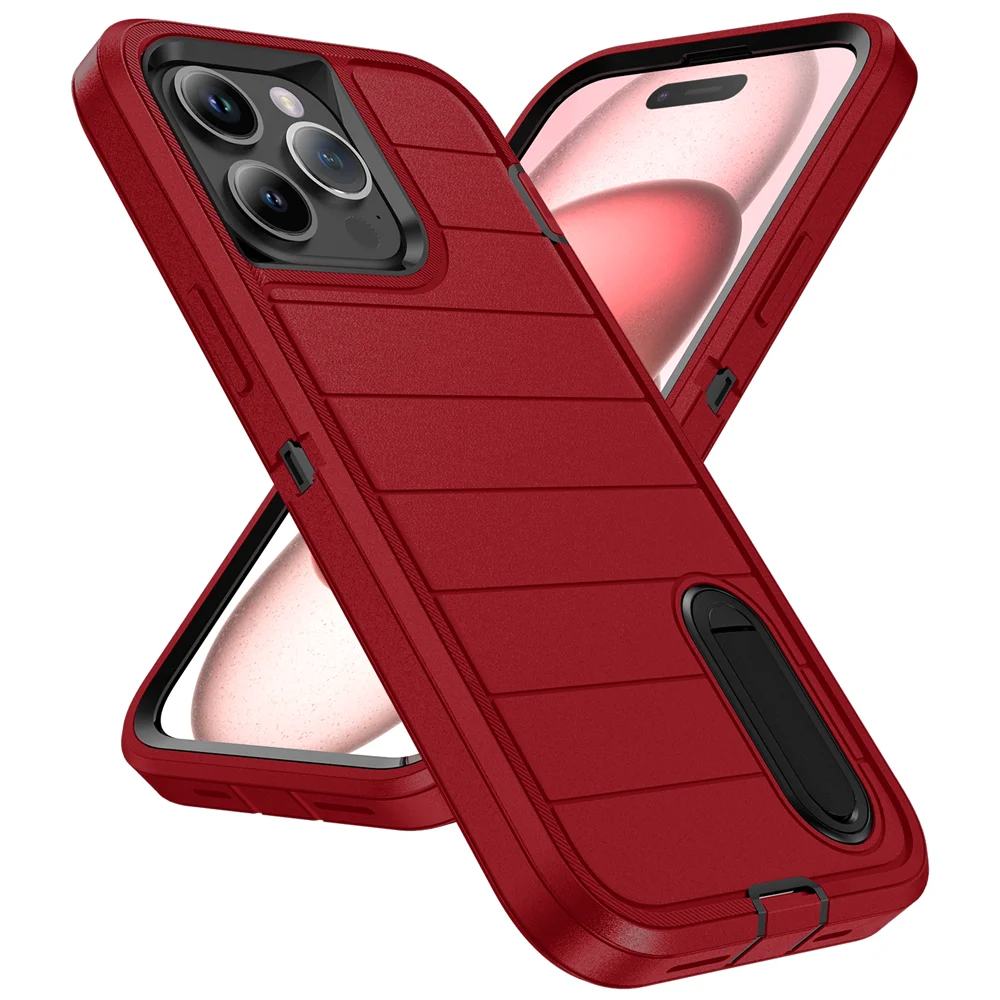 Nouvelle coque de protection hybride 3 en 1 pour iPhone 16 15 Pro Max 14 Plus 13 12 11 avec béquille Funda 15Pro 14Pro 13Pro_voghion.com