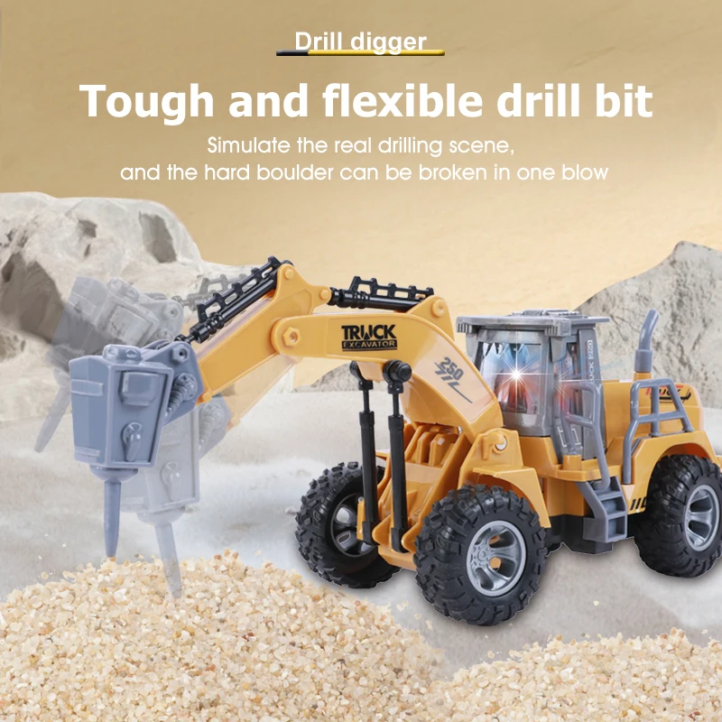 Remote Control Excavator With Light Bulldozer Engineering Car RC Model Car Simulated Construction Car Children's Day Gift 5