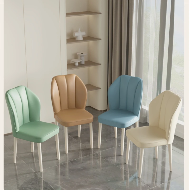 INS Cream dining chair Modern Restaurant Soft bag Design Leather chair Coffee leisure hotel makeup backrest stool Home furniture