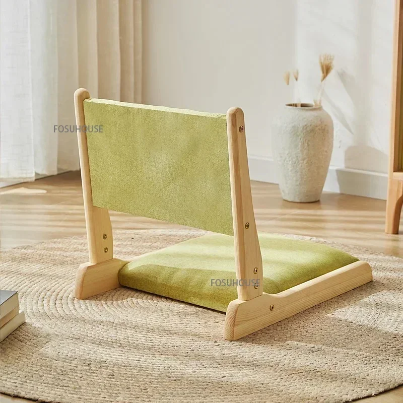 Japanese Tatami Chair Living Room Furniture Foldable Backrest Lounge Chair Bay Window Bed Legless Solid Wood Lazy Chairs Z