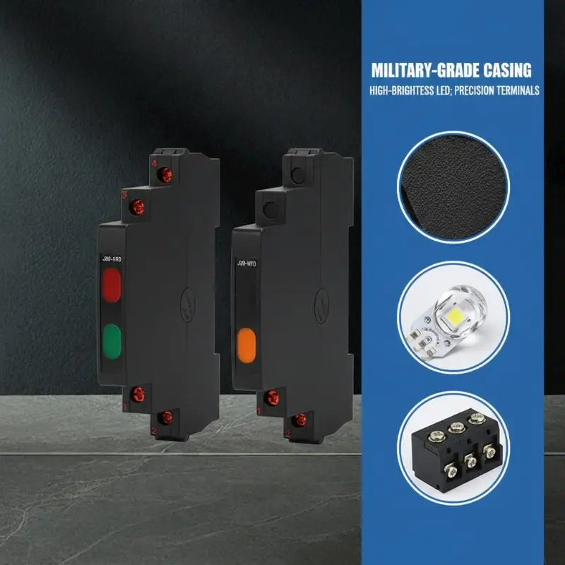 1Pcs 24V 220V AC/DC 트랙형 신호 램프 JD9 Din 레일 표시등 -색상 이중 색상 라이트 레드 그린 옐로우