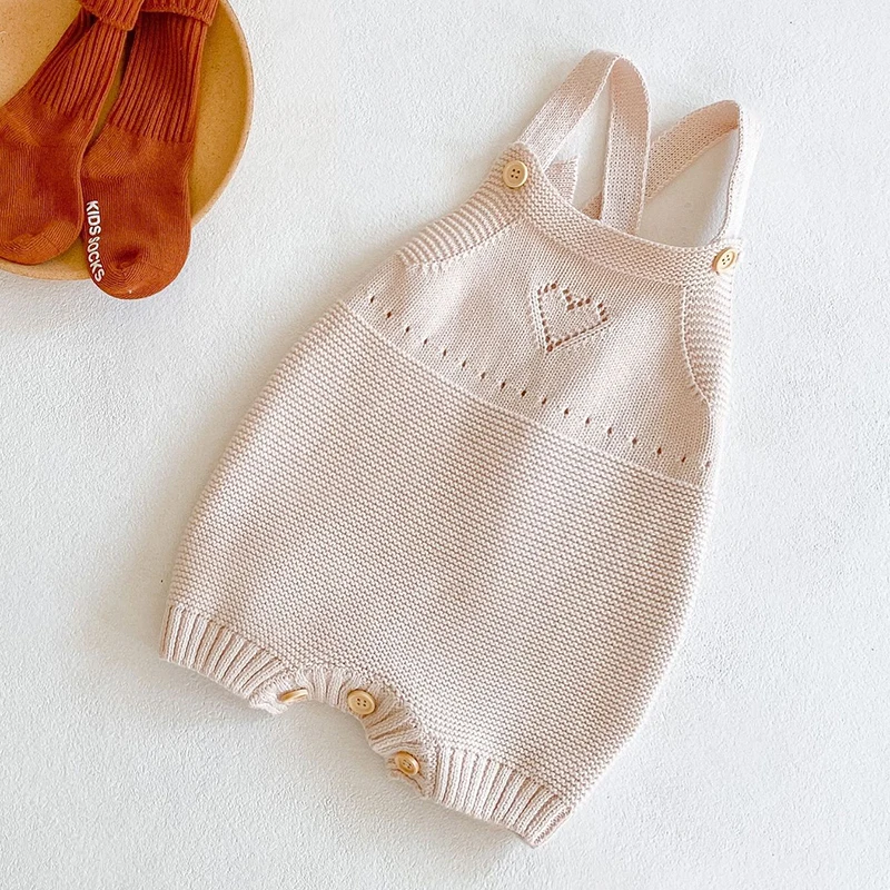 

Autumn Baby Boys Girls Sleeveless Love Hollow Out Rompers Clothes Knit Rompers Infant Kids Boys Girls Vest Triangle Rompers