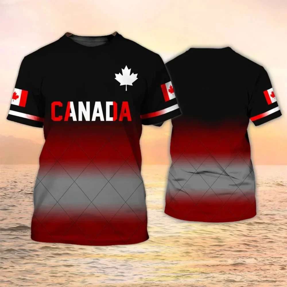 Canada Flag Maple Leaf Printed T-shirt Men & Women Fashion Sports Streetwear Short Sleeved T Shirt Kids Canadian Football Jersey - 4