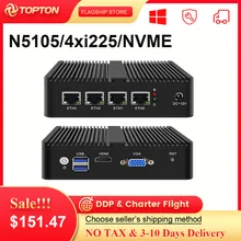 Ethernet Celeron N5105 Sin ventilador, 4 puertos LAN, 2,5G, I225, Mini PC, Jaspe Lake, OPNsense, enrutador de cuatro núcleos, 2 x DDR4, Firewall, dispositivo pfSense