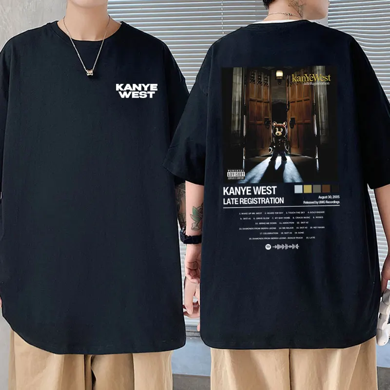 

Rapper Kanye West Late Registration Hip Hop Fashion Vintage Tshirt Men Women Crewneck Oversized T-shirts Male Casual Loose Tees