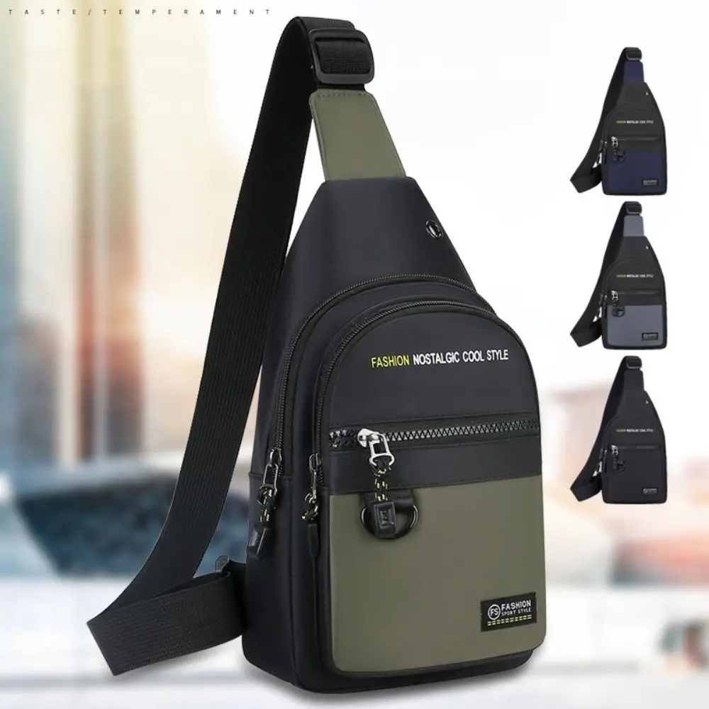 

Oxford Cloth Men Chest Bag Large Capacity Black Grey Blue Green Crossbody Bag Multifunctional Sports Chest Bag Unisex